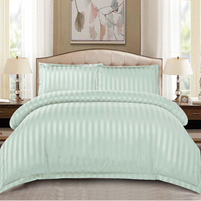 Lenjerie de pat dublu, Damasc Finetat, cu ELASTIC, 4 piese, 100% bumbac | 0188-PV