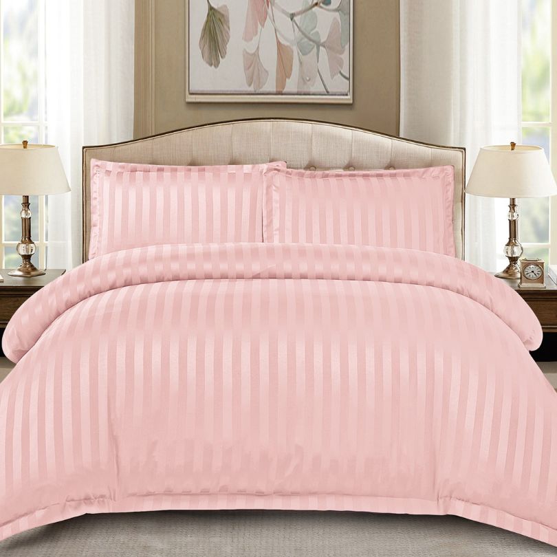 Lenjerie de pat dublu, Damasc Finetat, cu ELASTIC, 4 piese, 100% bumbac | 0190-PV