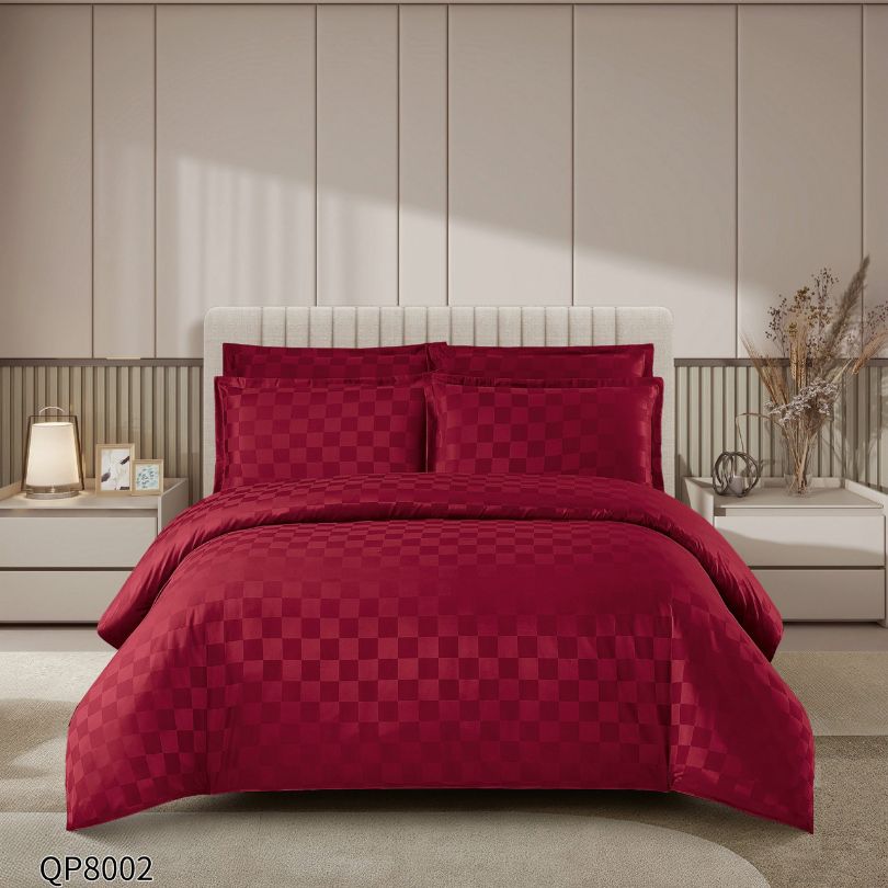 Lenjerie de pat dublu, Damasc Finetat, cu ELASTIC, 4 piese, 100% bumbac | 0198-PV