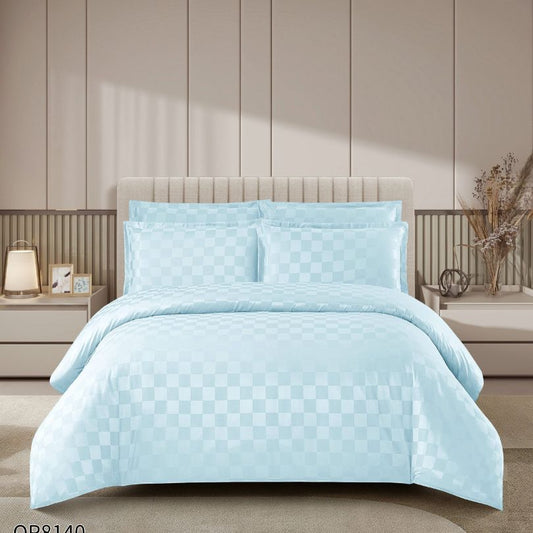 Lenjerie de pat dublu, Damasc Finetat, cu ELASTIC, 4 piese, 100% bumbac | 0210-PV