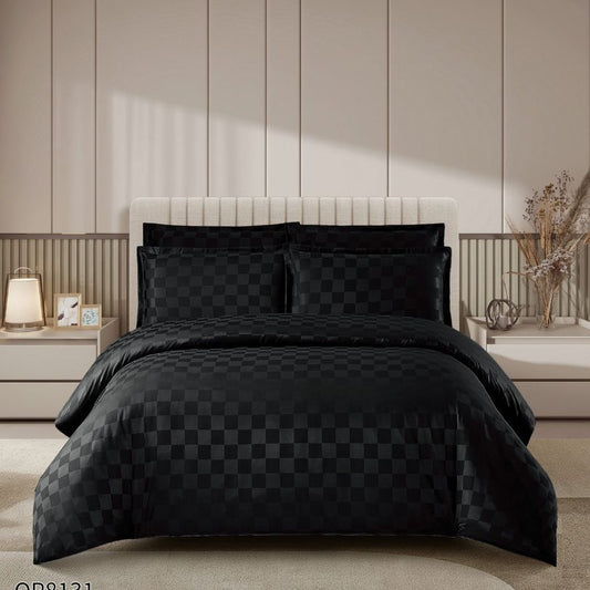 Lenjerie de pat dublu, Damasc Finetat, cu ELASTIC, 4 piese, 100% bumbac | 0211-PV