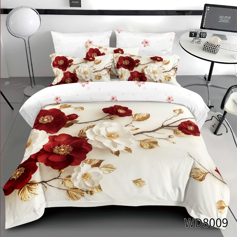 Lenjerie de pat dublu, Finet, 5D Digital Print, cu ELASTIC, 4 piese, 180x200 | 0148-PV