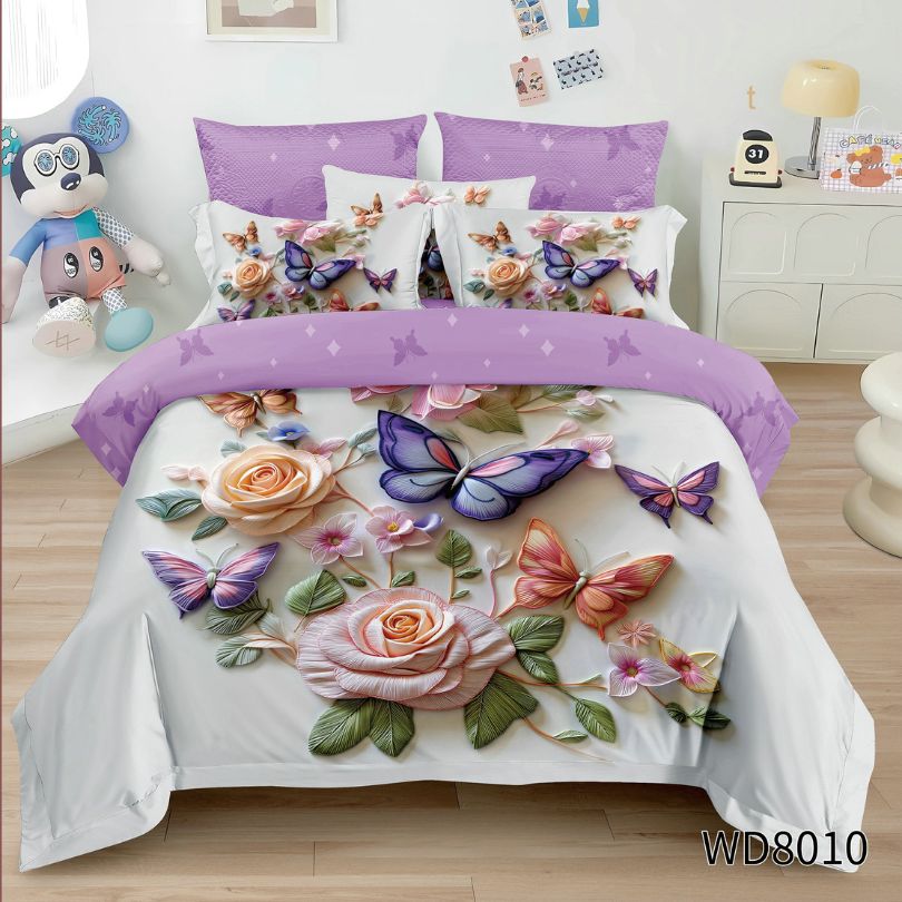 Lenjerie de pat dublu, Finet, 5D Digital Print, cu ELASTIC, 4 piese, 180x200 | 0151-PV