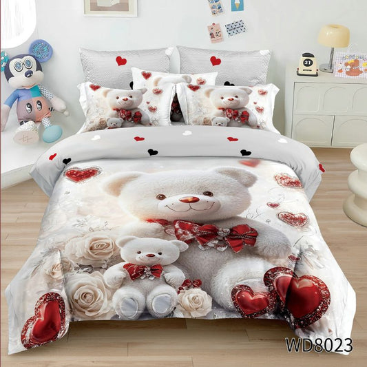 Lenjerie de pat dublu, Finet, 5D Digital Print, cu ELASTIC, 4 piese, 180x200 | 0159-PV