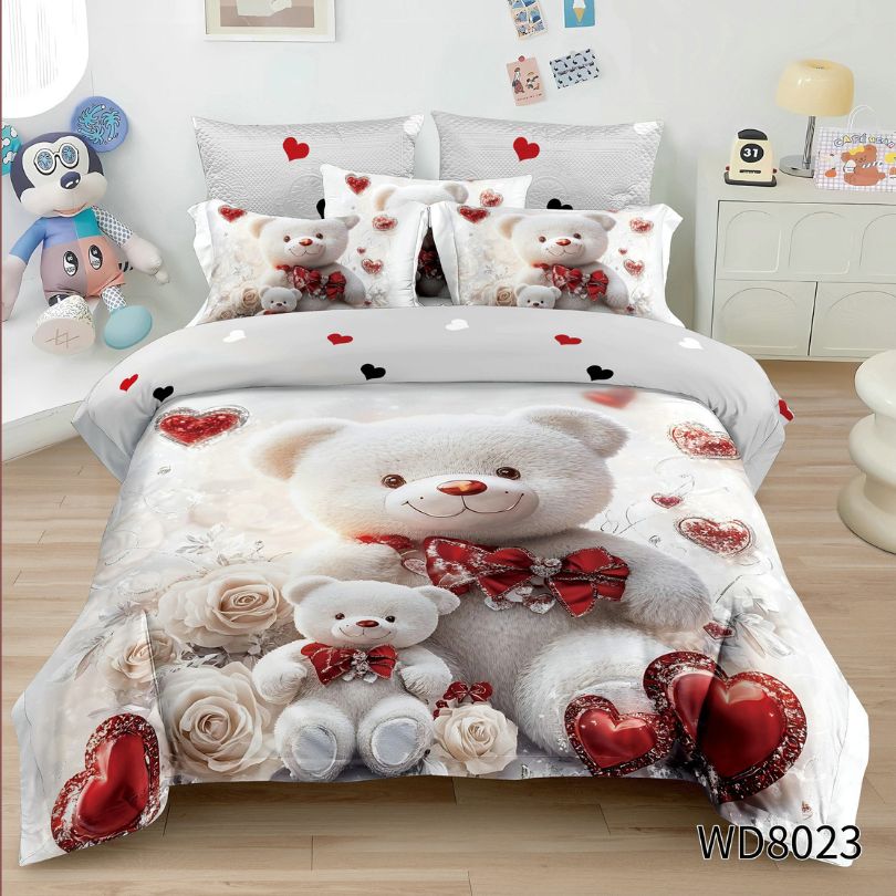 Lenjerie de pat dublu, Finet, 5D Digital Print, cu ELASTIC, 4 piese, 180x200 | 0159-PV