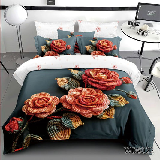 Lenjerie de pat dublu, Finet, 5D Digital Print, cu ELASTIC, 4 piese, 180x200 | 0160-PV