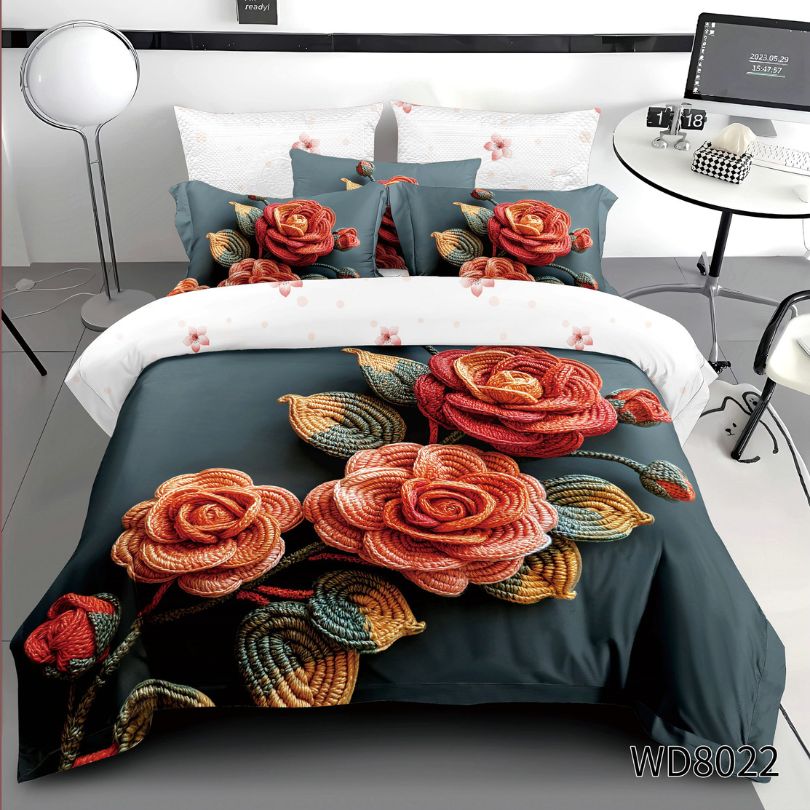 Lenjerie de pat dublu, Finet, 5D Digital Print, cu ELASTIC, 4 piese, 180x200 | 0160-PV