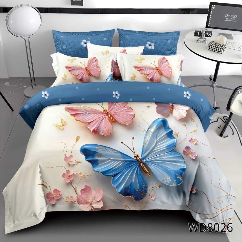 Lenjerie de pat dublu, Finet, 5D Digital Print, cu ELASTIC, 4 piese, 180x200 | 0161-PV