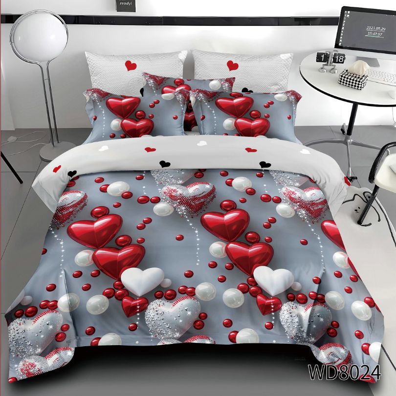 Lenjerie de pat dublu, Finet, 5D Digital Print, cu ELASTIC, 4 piese, 180x200 | 0162-PV