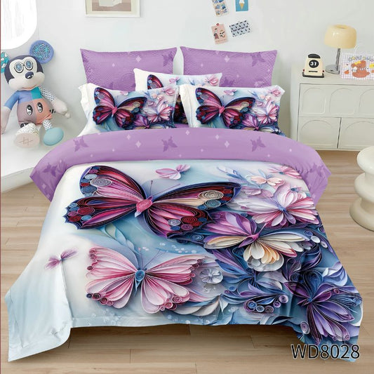 Lenjerie de pat dublu, Finet, 5D Digital Print, cu ELASTIC, 4 piese, 180x200 | 0164-PV