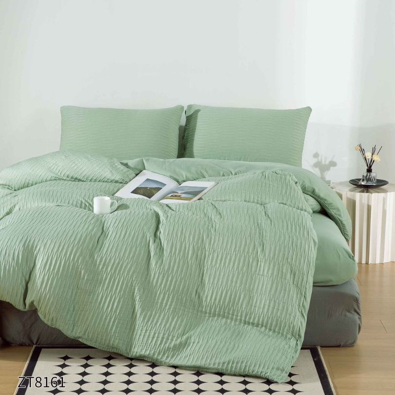 Lenjerie de pat dublu, Finet Crepon, cu elastic, 4 piese, 100% bumbac | 0463-PV