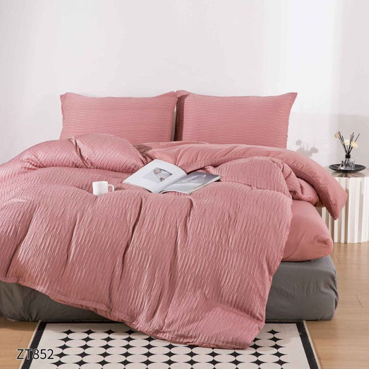 Lenjerie de pat dublu, Finet Crepon, cu elastic, 4 piese, 100% bumbac | 0464-PV