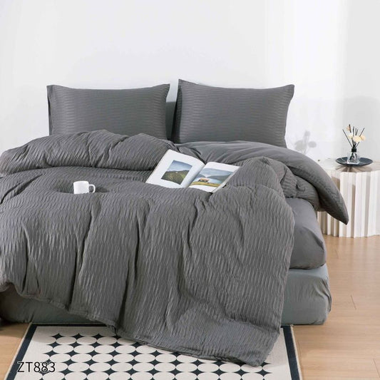 Lenjerie de pat dublu, Finet Crepon, cu elastic, 4 piese, 100% bumbac | 0465-PV