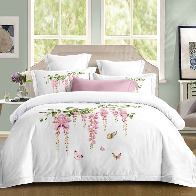 Lenjerie de pat dublu, Finet Fin, cu elastic, 4 piese, 100% bumbac | 0310-PV