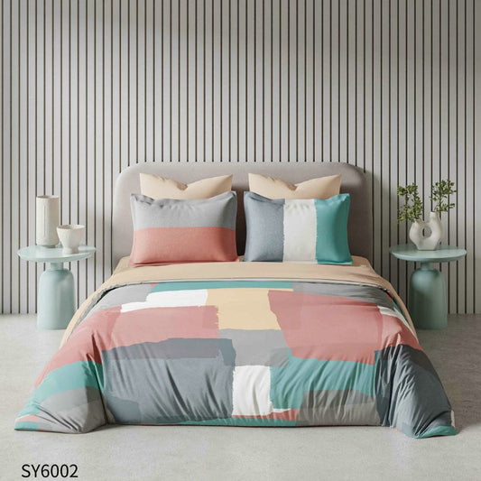 Lenjerie de pat dublu, Finet, cu elastic, 6 piese, Imprimare digitala | 0230-PV