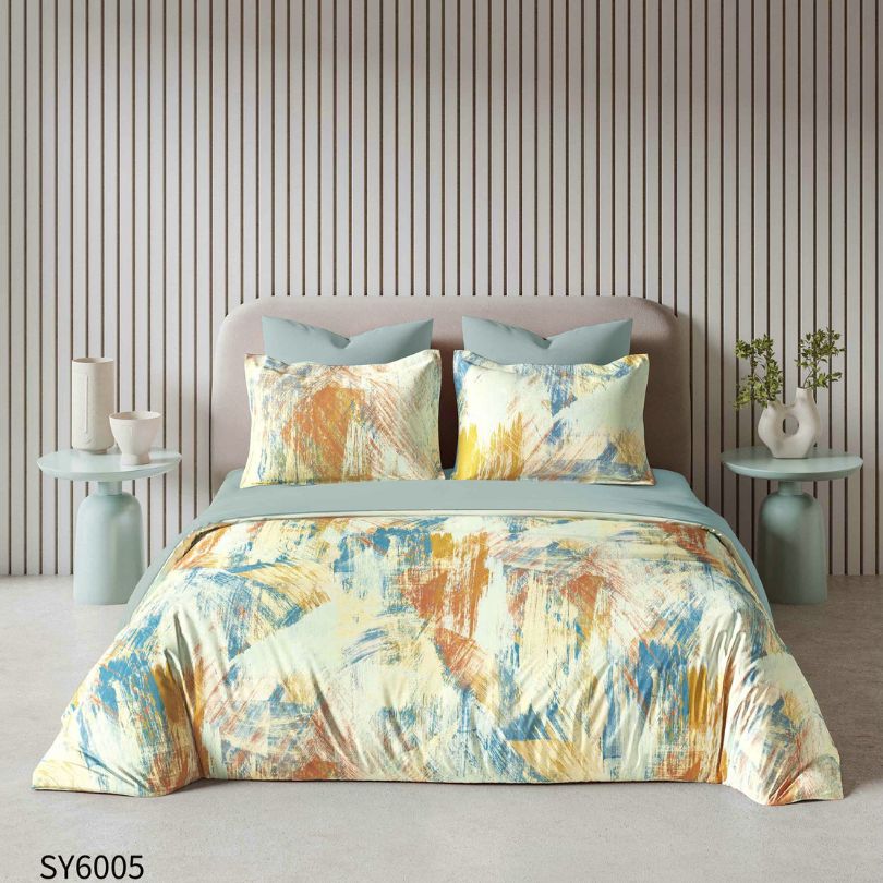 Lenjerie de pat dublu, Finet, cu elastic, 6 piese, Imprimare digitala | 0233-PV