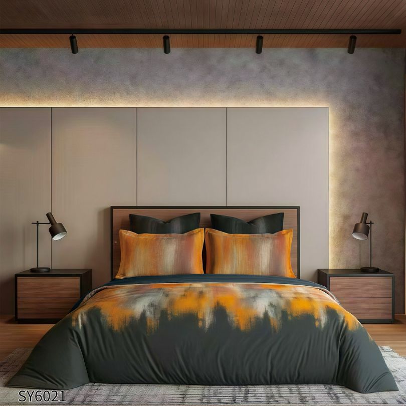 Lenjerie de pat dublu, Finet, cu elastic, 6 piese, Imprimare digitala | 0245-PV