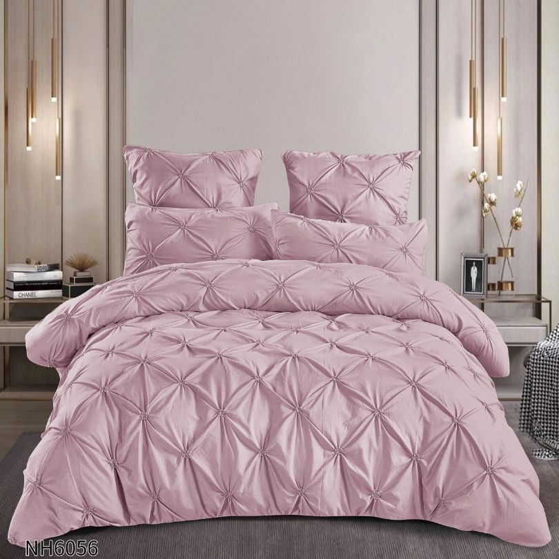 Lenjerie de pat dublu, Finetat, cu elastic, 6 piese, 100% bumbac| 0257-PV