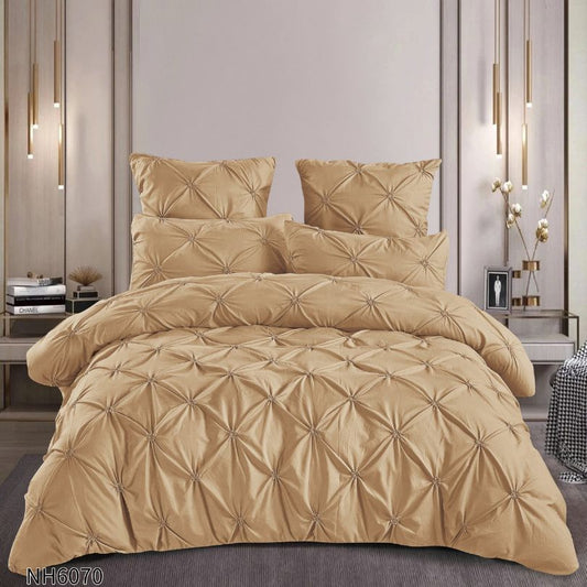 Lenjerie de pat dublu, Finetat, cu elastic, 6 piese, 100% bumbac| 0258-PV