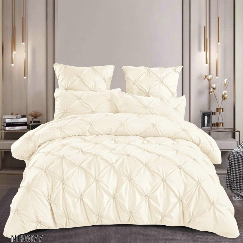 Lenjerie de pat dublu, Finetat, cu elastic, 6 piese, 100% bumbac| 0260-PV