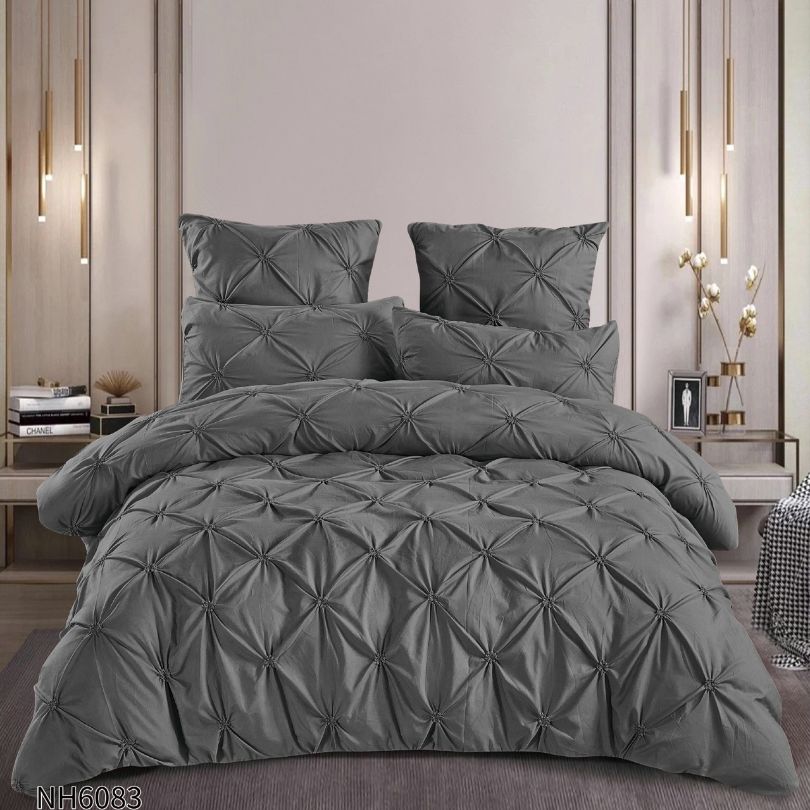 Lenjerie de pat dublu, Finetat, cu elastic, 6 piese, 100% bumbac| 0261-PV