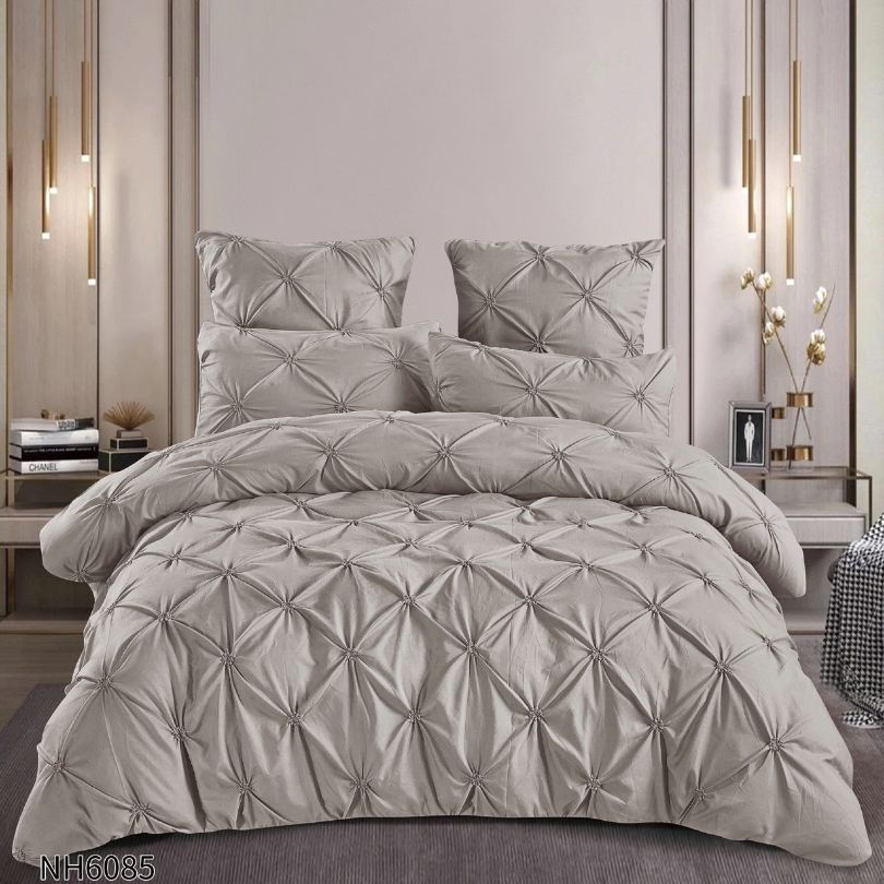 Lenjerie de pat dublu, Finetat, cu elastic, 6 piese, 100% bumbac| 0262-PV