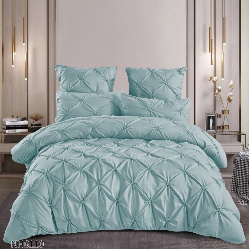 Lenjerie de pat dublu, Finetat, cu elastic, 6 piese, 100% bumbac| 0264-PV