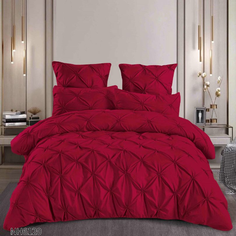 Lenjerie de pat dublu, Finetat, cu elastic, 6 piese, 100% bumbac| 0268-PV