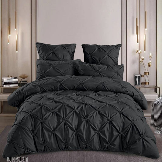 Lenjerie de pat dublu, Finetat, cu elastic, 6 piese, 100% bumbac| 0269-PV