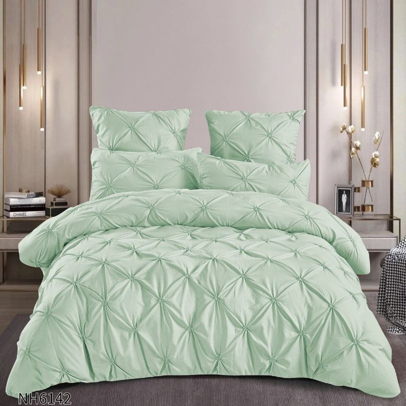 Lenjerie de pat dublu, Finetat, cu elastic, 6 piese, 100% bumbac| 0270-PV