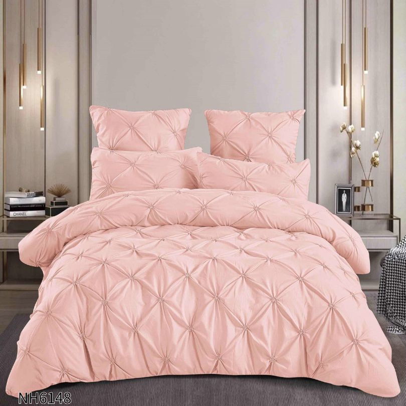 Lenjerie de pat dublu, Finetat, cu elastic, 6 piese, 100% bumbac| 0271-PV