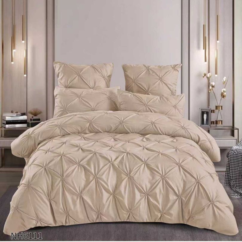 Lenjerie de pat dublu, Finetat, cu elastic, 6 piese, 100% bumbac| 0275-PV