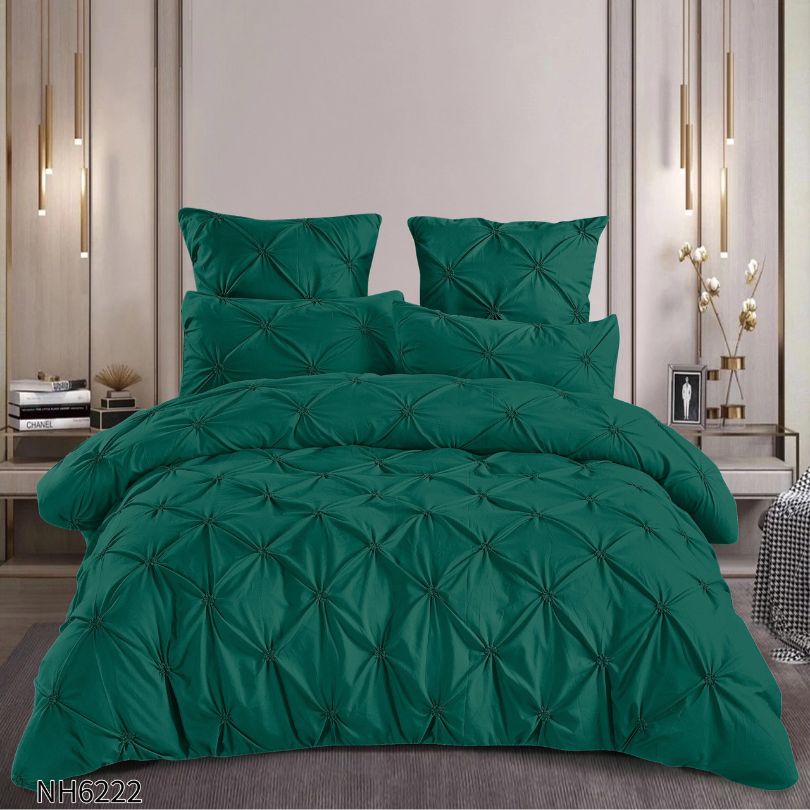 Lenjerie de pat dublu, Finetat, cu elastic, 6 piese, 100% bumbac| 0276-PV