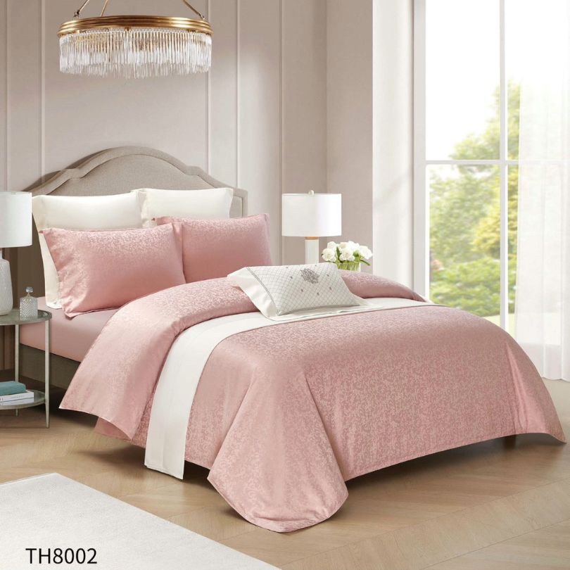 Lenjerie de pat dublu, Jacquard Finetat, cu elastic, 4 piese, 100% bumbac | 0354-PV