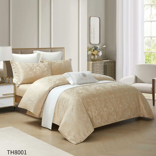 Lenjerie de pat dublu, Jacquard Finetat, cu elastic, 4 piese, 100% bumbac | 0355-PV