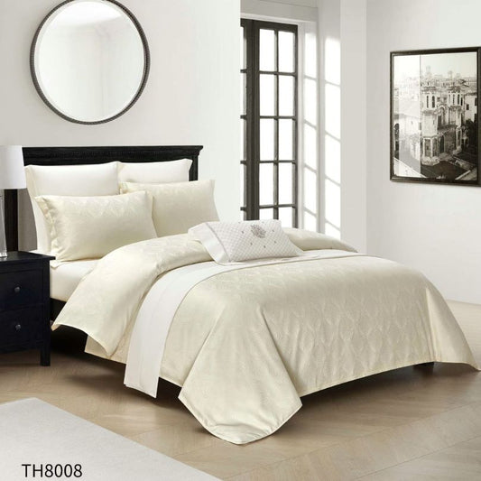 Lenjerie de pat dublu, Jacquard Finetat, cu elastic, 4 piese, 100% bumbac | 0360-PV