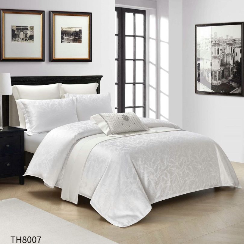 Lenjerie de pat dublu, Jacquard Finetat, cu elastic, 4 piese, 100% bumbac | 0361-PV