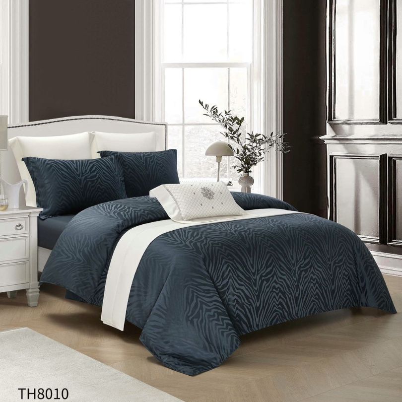 Lenjerie de pat dublu, Jacquard Finetat, cu elastic, 4 piese, 100% bumbac | 0363-PV