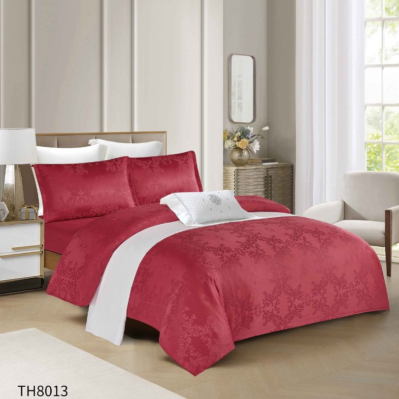 Lenjerie de pat dublu, Jacquard Finetat, cu elastic, 4 piese, 100% bumbac | 0367-PV