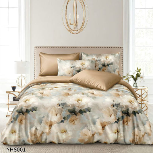 Lenjerie de pat dublu, Satin Extra Fin, cu elastic, 4 piese, 100% bumbac | 0297-PV