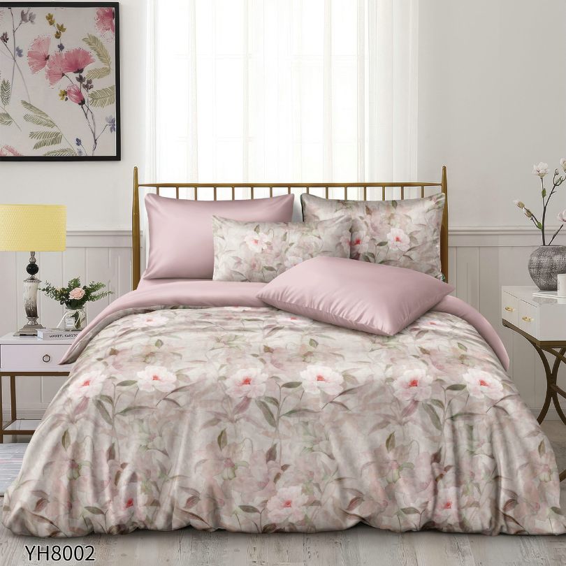 Lenjerie de pat dublu, Satin Extra Fin, cu elastic, 4 piese, 100% bumbac | 0318-PV