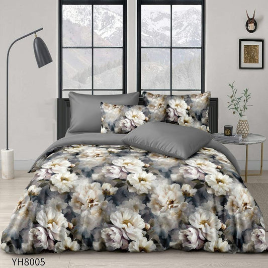 Lenjerie de pat dublu, Satin Extra Fin, cu elastic, 4 piese, 100% bumbac | 0320-PV