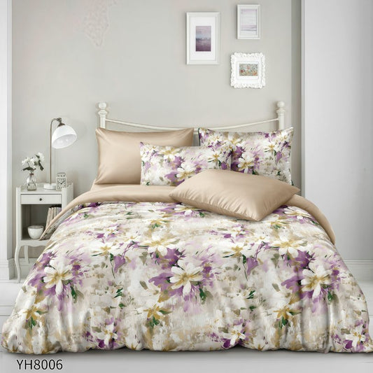 Lenjerie de pat dublu, Satin Extra Fin, cu elastic, 4 piese, 100% bumbac | 0321-PV