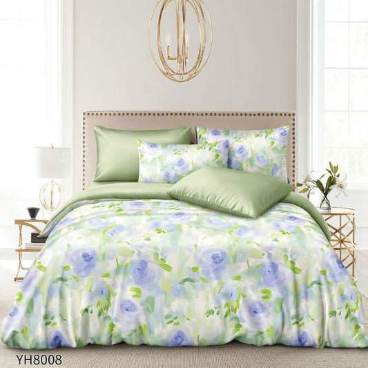 Lenjerie de pat dublu, Satin Extra Fin, cu elastic, 4 piese, 100% bumbac | 0322-PV