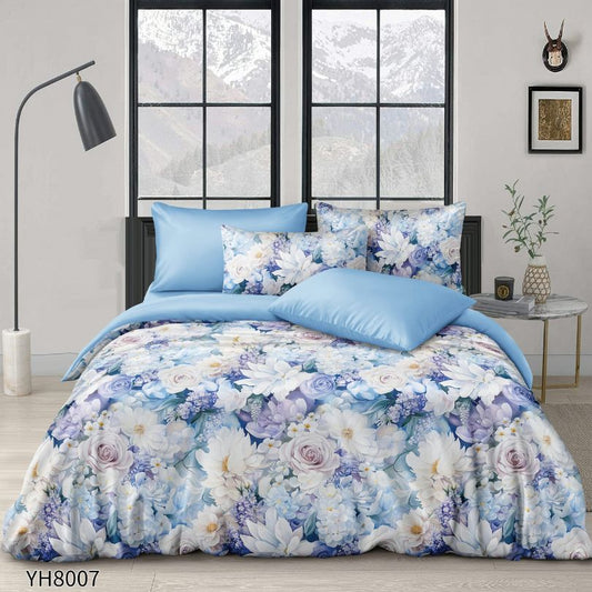 Lenjerie de pat dublu, Satin Extra Fin, cu elastic, 4 piese, 100% bumbac | 0323-PV