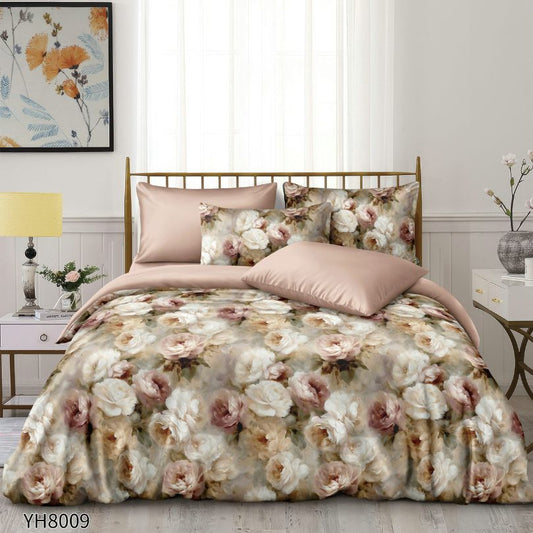 Lenjerie de pat dublu, Satin Extra Fin, cu elastic, 4 piese, 100% bumbac | 0324-PV