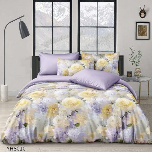 Lenjerie de pat dublu, Satin Extra Fin, cu elastic, 4 piese, 100% bumbac | 0325-PV