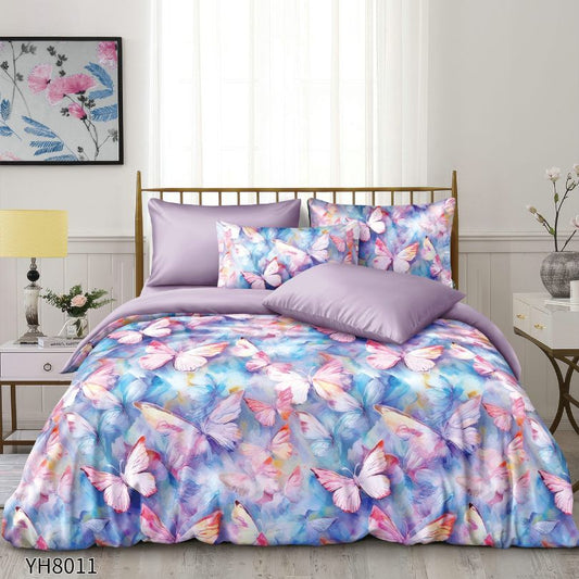 Lenjerie de pat dublu, Satin Extra Fin, cu elastic, 4 piese, 100% bumbac | 0326-PV