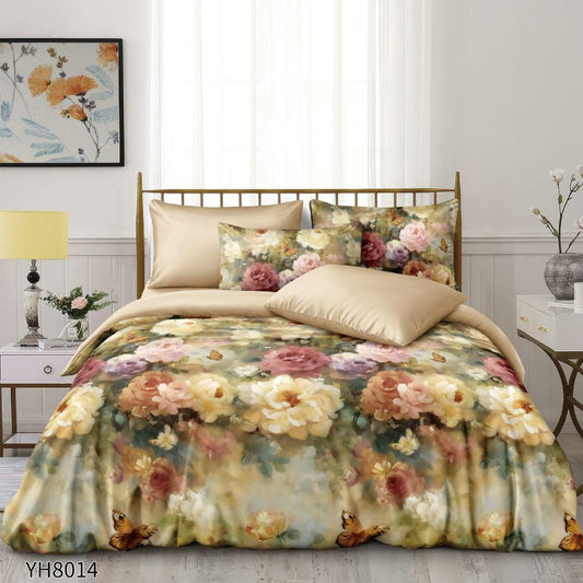 Lenjerie de pat dublu, Satin Extra Fin, cu elastic, 4 piese, 100% bumbac | 0328-PV