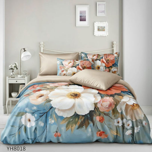 Lenjerie de pat dublu, Satin Extra Fin, cu elastic, 4 piese, 100% bumbac | 0332-PV